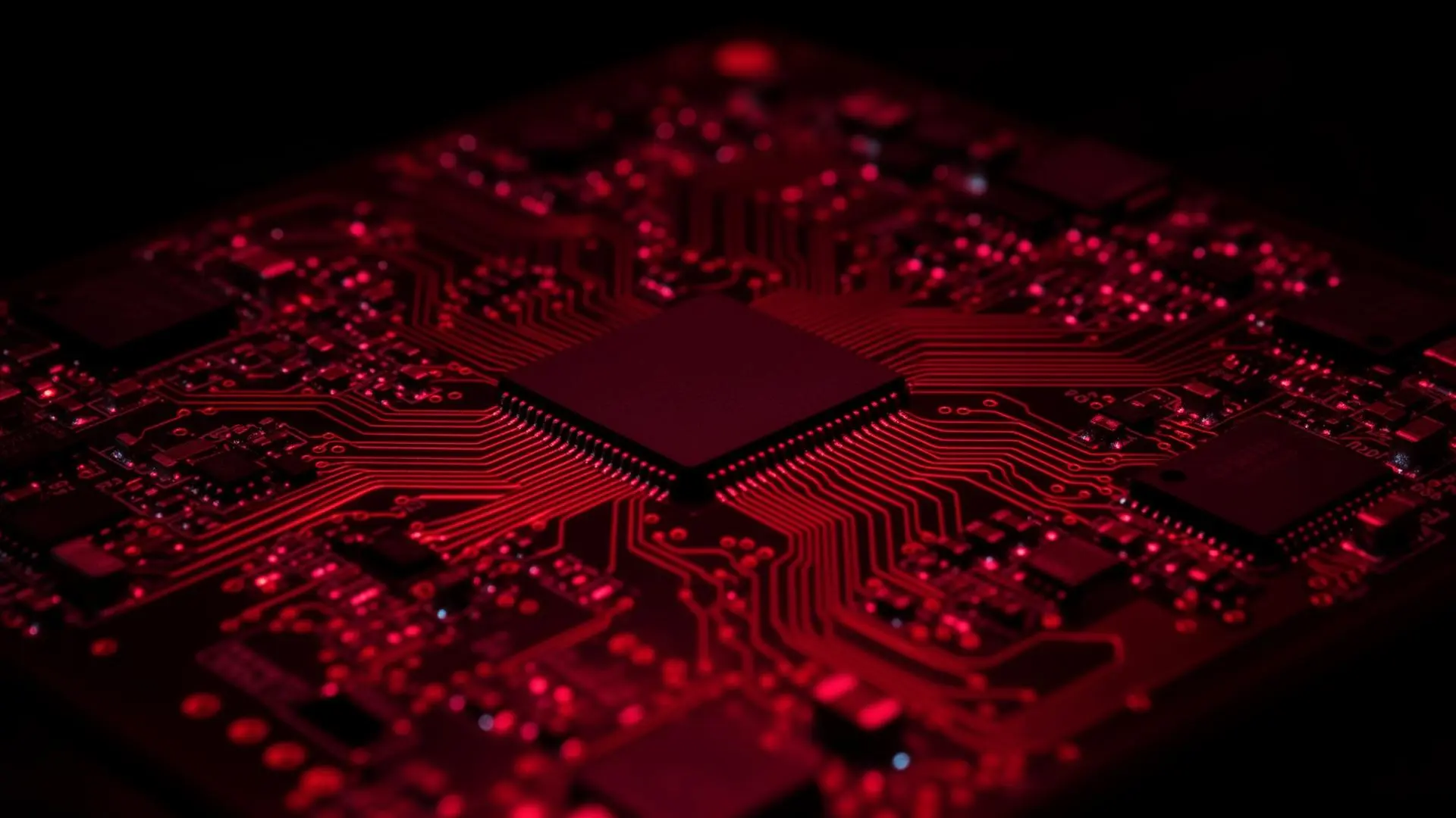 Macro photograph of a multi-layer printed circuit board